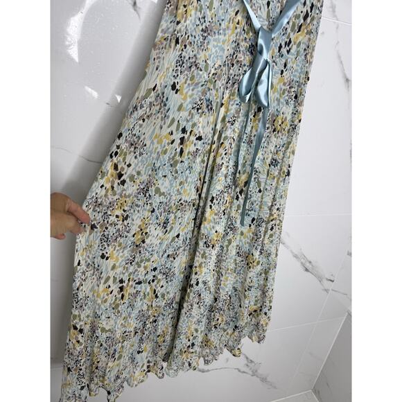 Vintage 100% Silk Womens Maxi Dress Sz 12 Y2K 90s Fairy Slip Asymmetrical Ruffle - Picture 13 of 16